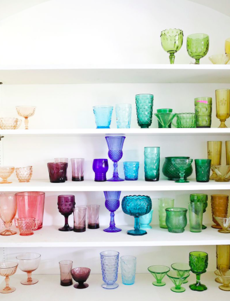 {a beautiful mess} Elsie's Rainbow Glassware Collection